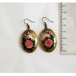 Серьги из селенита "роза и бутоны", овал 35х25мм