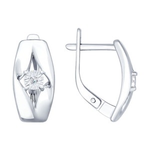 C925 Серьги 2,49г бриллиант родирование