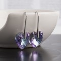 Серьги с кристаллами "Сияние сердца" , цвет синий, цвет серебристый (фианит)