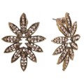 Серьги со стразами "Цветы" распустившиеся, цвет золотистый (стразы, бижутерный сплав)