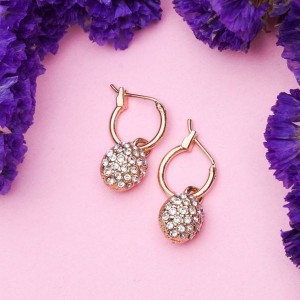 Серьги со стразами "Круг" изящество, цвет белый, цвет золотистый