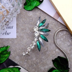 Серьга "Каффа" лучи, цвет бело-зелёный, цвет серебристый (Стекло, стразы, бижутерный сплав)