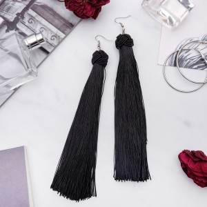 Серьги "Кисти" романс, цвет чёрный, цвет серебристый, длина кисти 16 см