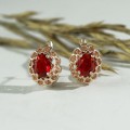 Серьги со стразами "Овал в ажуре", цвет красный, цвет золотистый (стразы)