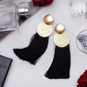 Серьги ассорти "Кисти" хинди, цвет чёрный, цвет золотистый, L кисти 6,5 см