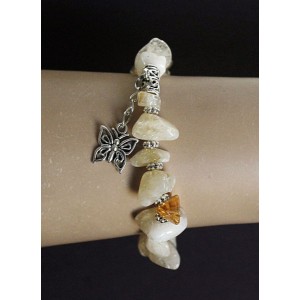 Браслет из цитрина галтовка на резинке с подвеской