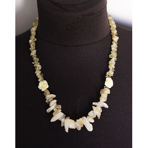 Бусы из цитрина галтовка с розочками 50см + цепочка удлинитель