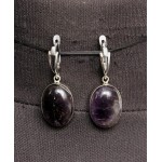 Серьги из аметиста, овал 20х15мм, швензы посеребрение