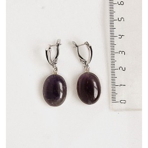 Серьги из аметиста, овал 20х15мм, швензы посеребрение
