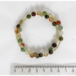 Браслет из агата оранжево-зеленого, шарик 6мм на струнке, 1-2 оборота + бисер