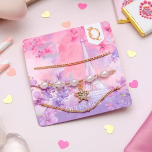 Браслет жемчуг "Романтик" звезда, набор 3 штуки, цвет белый, цвет золотистый (пластик, стразы, бижутерный сплав)