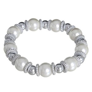 Браслет жемчуг "Бусинка", цвет белый, цвет серебристый (пластик, силикон)