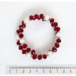 Браслет из жемчуга белого и красного хрусталя, шарик 6-7мм, на струнке, 2-3 оборота