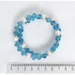 Браслет из жемчуга белого и голубого хрусталя, шарик 6-7мм, на струнке, 2-3 оборота