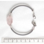 Браслет из розового кварца, бусина крупная огранка 20х15мм, на струнке