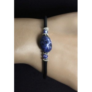 Браслет из содалита, галтовка от 12мм, на струнке