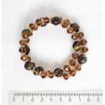 Браслет из тигрового глаза и коричневого хрусталя, шарик 9-10мм, на струнке, 2-3 оборота