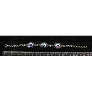 Браслет из чароита и бирюзы нат., (кабошон-мозаика), овал 18х13мм, на цепочке