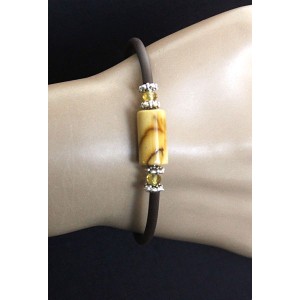 Браслет из яшмы вишнево-желтой (мукаит), цилиндр 16мм - разный цвет, на струнке