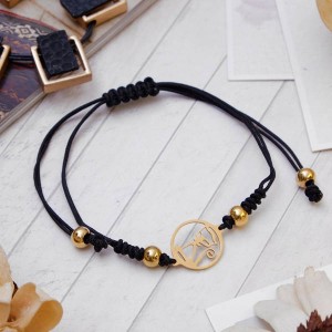 Браслет "Стальной" на нити, котик, цвет золото (сталь, текстиль) Браслет "Стальной" на нити, котик, цвет золото (сталь, текстиль)