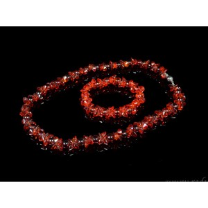 Бусы, браслет из циркона "Натурель" цв.красный, 44см