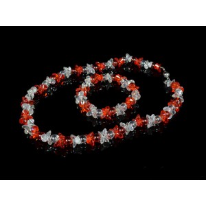 Бусы, браслет из циркона "Натурель" цв.белый,красный, 44см