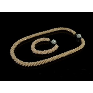 Бусы, браслет из циркона "Жгут" 1см цв.кремовый , 60см, 20см Бусы, браслет из циркона "Жгут" 1см цв.кремовый , 60см, 20см