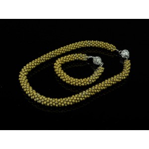 Бусы, браслет из циркона "Жгут" 1см цв.горчичный, 47см, 20см Бусы, браслет из циркона "Жгут" 1см цв.горчичный, 47см, 20см