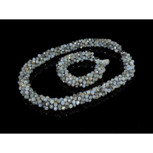 Бусы, браслет из циркона "Жгут-трансформер" цв.серый, 48см, 20см