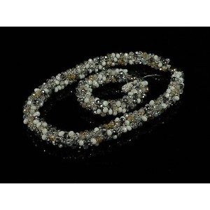 Бусы, браслет из циркона "Жгут-трансформер" цв.серебристо-белый, 48см, 20см Бусы, браслет из циркона "Жгут-трансформер" цв.серебристо-белый, 48см, 20см