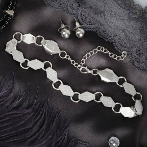 Комплект: серьги, Ожерелье на струнке "Триумф", цвет серебро (бижутерный сплав)