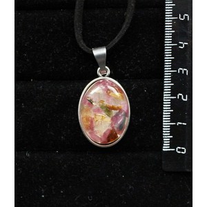 Кулон из турмалина и волосатика (кабашон-мозаика), простой овал 25х18мм