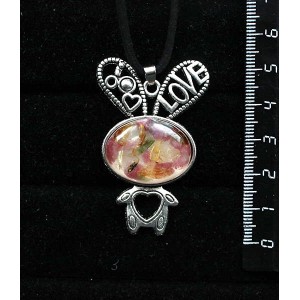 Кулон из турмалина и волосатика (кабашон-мозаика), "зайчик", овал 25х18мм