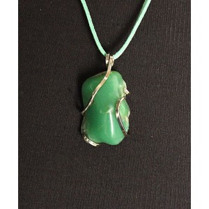 Кулон из хризопраза (крупная галтовка) в мельхиоре 35мм