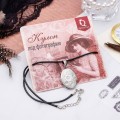 Кулон на шнурке "Для фото" овал с цветами, цвет серебро, 45 см (текстиль, бижутерный сплав)