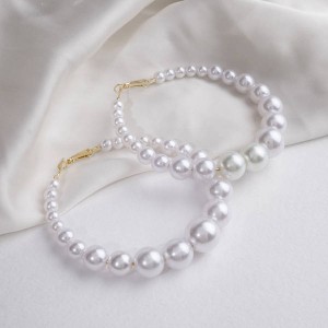 Серьги с жемчугом "Нежность" кольца крупные, цвет белый, цвет золотистый, d=8 см