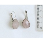 Серьги из кварца розового, капелька 18х13мм, огранка, замок петелька
