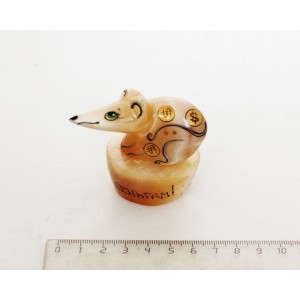 Крыса из селенита "Денежка" 50*65*55 мм