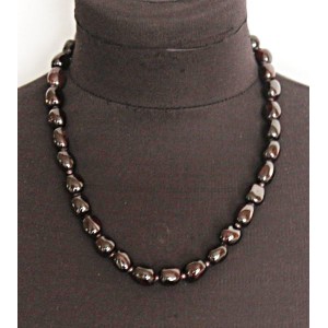 Бусы из граната, мятый овал 12-15мм, 51см + цепочка