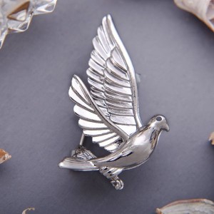 Брошь "Птица" голубь мира, цвет (бижутерный сплав)