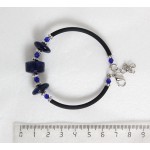 Браслет из лазурита, шайбочка и монетки, на струнке