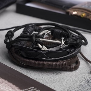 Браслет мужской "Ярмарка" 3 шт, цвет чёрно-коричневый (искусственная кожа, натуральная кожа, текстиль) Браслет мужской "Ярмарка" 3 шт, цвет чёрно-коричневый (искусственная кожа, натуральная кожа, текстиль)