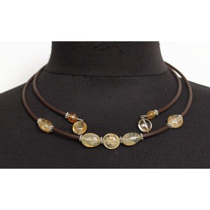 Колье из цитрина на струнке, овалы