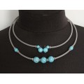 Колье из бирюзы (имитация) на струнке, шарики 12мм, 10мм, 8мм и 6мм