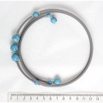 Колье из бирюзы (имитация) на струнке, шарики 12мм, 10мм, 8мм и 6мм