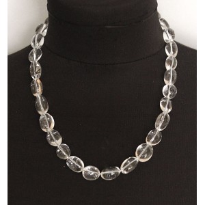 Бусы из горного хрусталя, мятый овал 15-19ммм, 51см + цепочка 5,5см