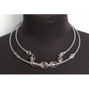 Колье из горного хрусталя на струнке, овалы