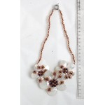 Колье из перламутра, аметиста и хрусталь 3 цветка