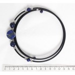 Колье из лазурита на струнке, монетка 20мм, шарики 12мм, 8мм и 6мм