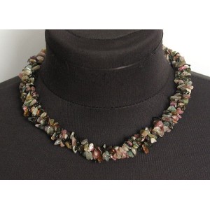 Колье из турмалина, жгут 3 нити, галтовка